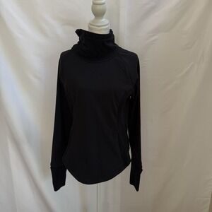 Popflex Active Mock Neck Pullover Women's Large Black Chasing Pavements Stretch